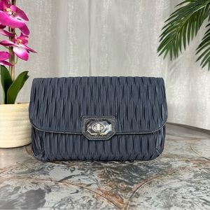 COACH MADISON PLEATED SATIN CLUTCH F48493 SV/GUNMETAL $198